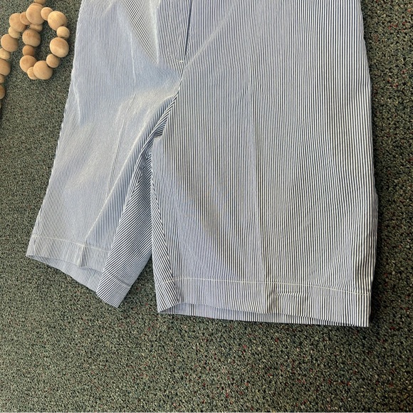 LAND’S END Blue & White Striped Seersucker Shorts Elastic Waist Comfy Casual 16 - Picture 12 of 16